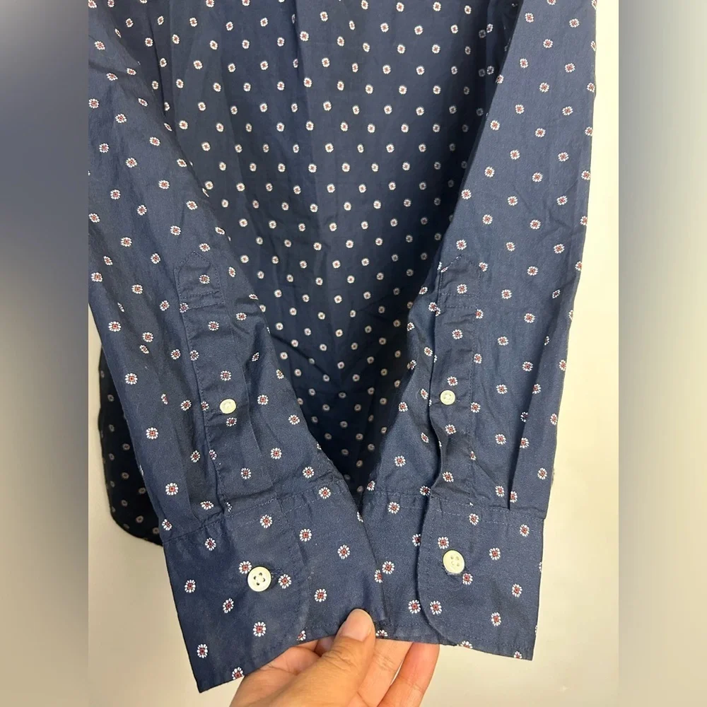 J. Crew by Lewn 100s 2‎ ply Yarn Shirt Mens M Slim Secret Wash Button up Floral